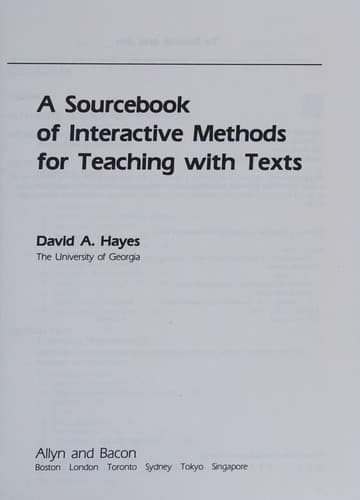 Tapa de A sourcebook of interactive methods for teaching with texts