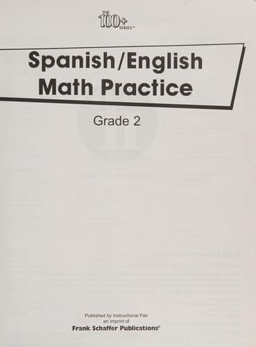 Tapa de Spanish/English Math Practice, Grade 2