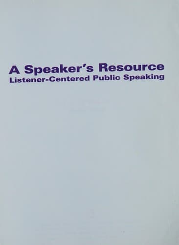 Tapa de A speaker's resource