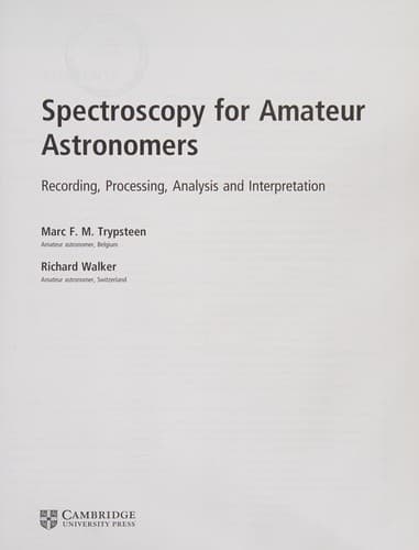 Tapa de Spectroscopy for Amateur Astronomers