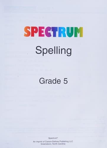 Tapa de Spectrum Spelling, Grade 5