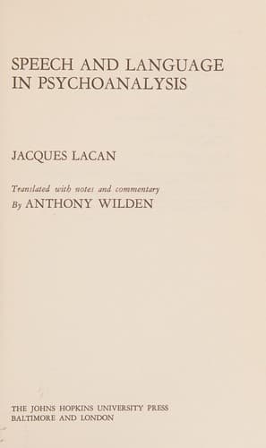 Tapa de Speech and language in psychoanalysis