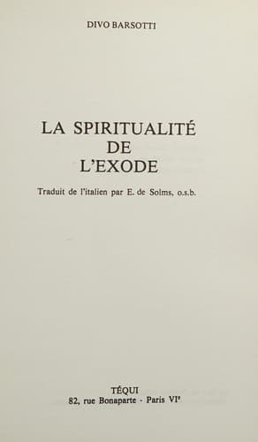 Tapa de Spiritualité de l Exode