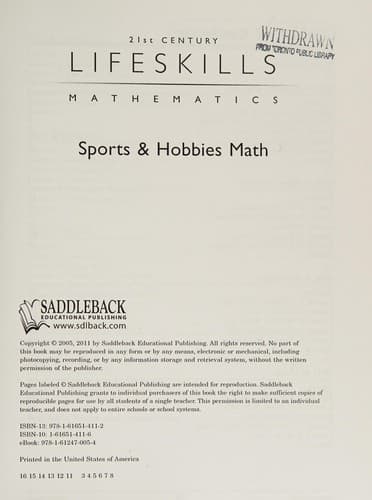 Tapa de Sports and Hobbies Math