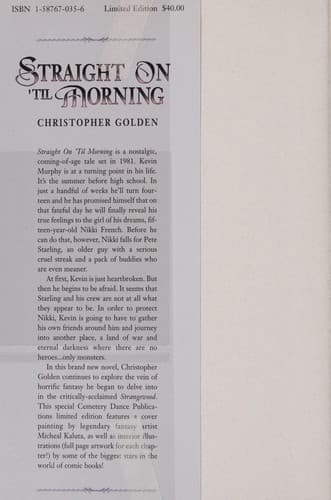 Tapa de Straight on 'Til Morning
