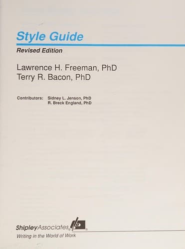 Tapa de Shipley Associates style guide