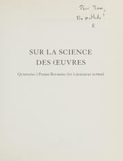 Tapa de Sur la science des oeuvres
