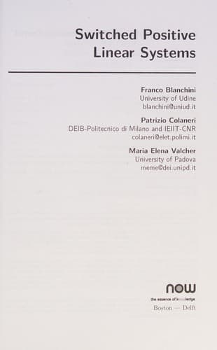 Tapa de Switched Positive Linear Systems