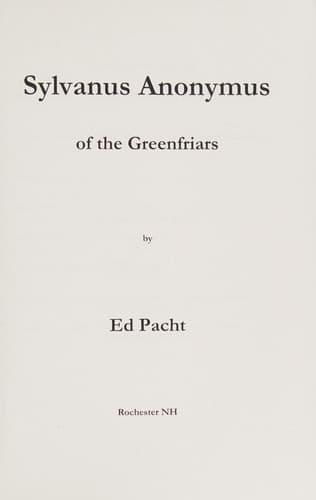 Tapa de Sylvanus Anonymus