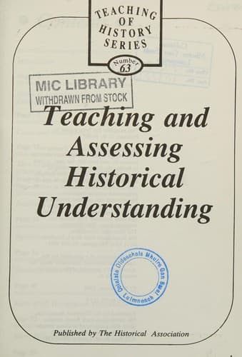Tapa de Teaching and assessing historical understanding