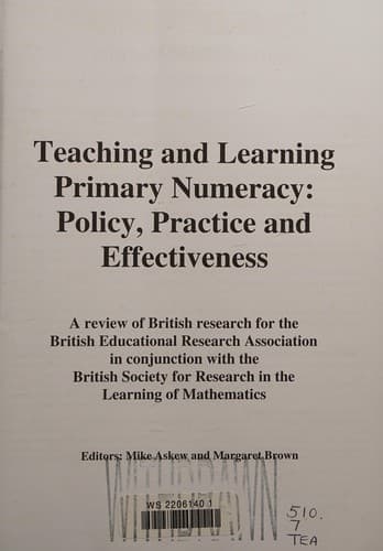 Tapa de Teaching and learning primary numeracy