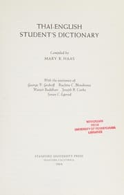 Tapa de Thai-English Student's Dictionary