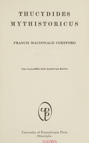 Tapa de Thucydides Mythistoricus
