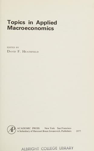 Tapa de Topics in applied macroeconomics
