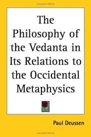 Tapa de The Philosophy of the Vedanta in Its Relations to the Occidental Metaphysics
