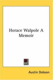 Tapa de Horace Walpole A Memoir