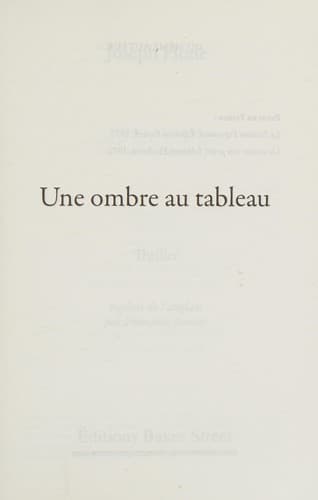 Tapa de Une ombre au tableau