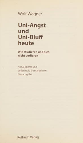 Tapa de Uni-Angst und Uni-Bluff heute