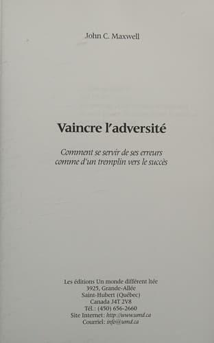 Tapa de Vaincre L'adversite
