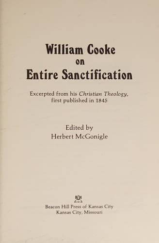 Tapa de William Cooke on entire sanctification