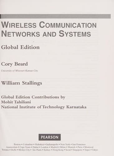 Tapa de Wireless Communication Networks and Systems, Global Edition