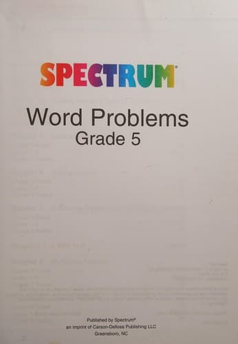 Tapa de Word Problems, Grade 5
