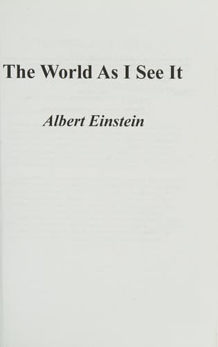 Tapa de The World as I See It