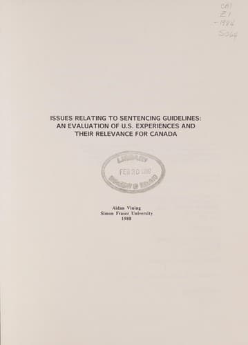 Tapa de Issues relating to sentencing guidelines