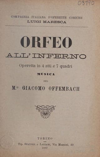 Tapa de Orfeo all'inferno