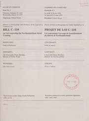 Tapa de Minutes of proceedings and evidence of the Legislative Committee on Bill C-110, an act respecting the Northumberland Strait Crossing