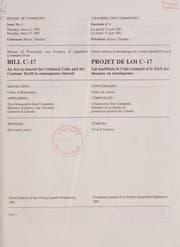 Tapa de Minutes of proceedings and evidence of Legislative Committee H on Bill C-17, an Act to Amend the Criminal Code and the Customs Tariff in Consequence Thereof