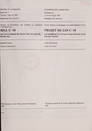 Tapa de Minutes of proceedings and evidence of legislative committee F on Bill C-10, an act to amend the Excise Tax Act and the Excise Act