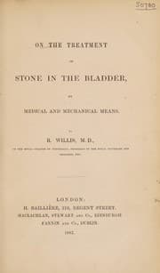 Tapa de On the treatment of stone in the bladder by medical and mechanical means