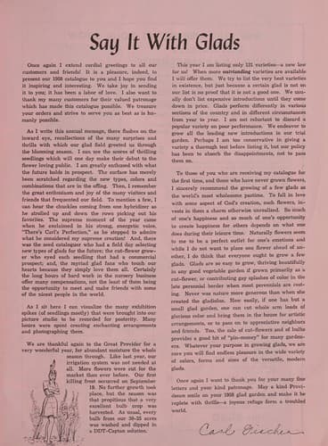 Tapa de Glads 1958