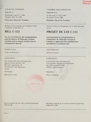 Tapa de Minutes of proceedings and evidence of the Legislative Committee on Bill C-121