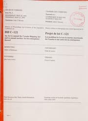Tapa de Minutes of proceedings and evidence of the Legislative Committee on Bill C-121, An Act to Amend the Canada Shipping Act and to Amend another Act in consequence thereof