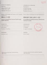 Tapa de Minutes of proceedings and evidence of the Legislative Committee on Bill C-122, An Act to Amend the Customs Tariff (Textile Tariff Reduction)