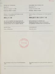 Tapa de Minutes of proceedings and evidence of the Legislative Committee on Bill C-18, an act to establish the Department of Multiculturalism and Citizenship and to amend certian acts in relation thereto
