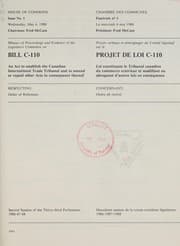 Tapa de Minutes of proceedings and evidence of the Legislative Committee on Bill C-110