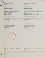 Tapa de Minutes of proceedings and evidence of the Legislative Committee on Bill C-12, an act respecting museums