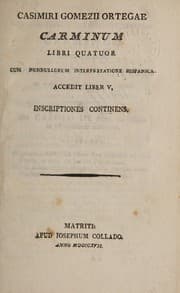 Tapa de (Casimiri Gomezii Ortegae) Carminum libri quatuor, cum nonnullorum interpretatione hispanica