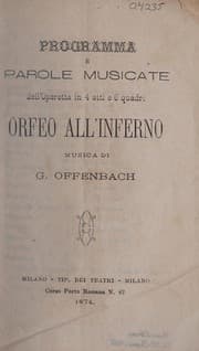 Tapa de Programma e parole musicate dell'operetta in 4 atti e 6 quadri Orfeo all'inferno