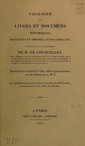Tapa de Livres et documens historiques, manuscrits et imprimés, autographes