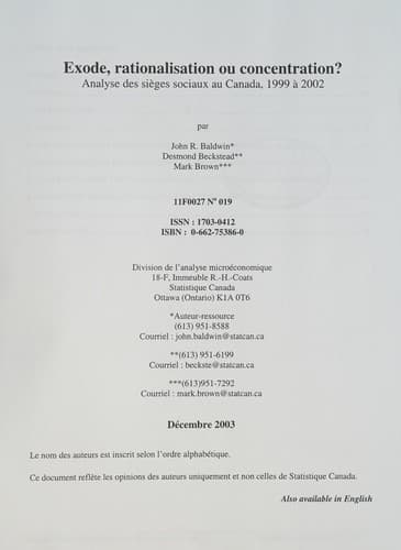 Tapa de Exode, rationalisation ou concentration?