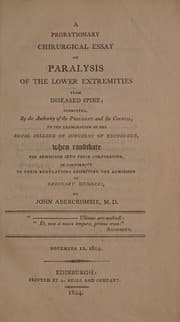 Tapa de A probationary chirurgical essay on paralysis of the lower extremities from diseased spine