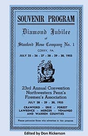 Tapa de Stanford Hose Co. of Corry PA, Diamond Jubilee 1955