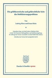 Tapa de Die Geldtheoretische und Geldrechtliche Seite des Stabilisierungsproblems