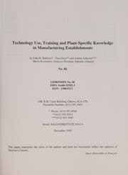 Tapa de Technology use, training and plant-specific knowledge in manufacturing establishments