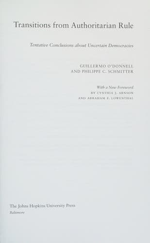 Tapa de Transitions from Authoritarian Rule