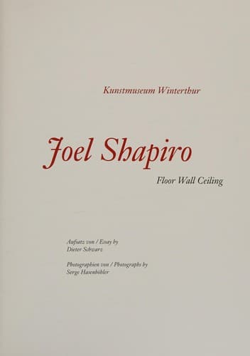 Tapa de Joel Shapiro